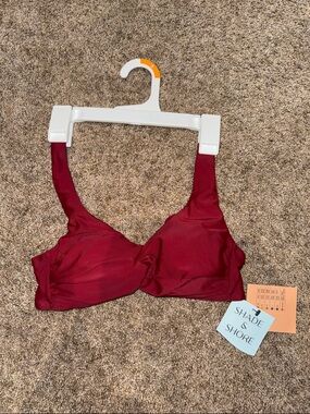 Shade & Shore Maroon Twist-Front Bikini Top